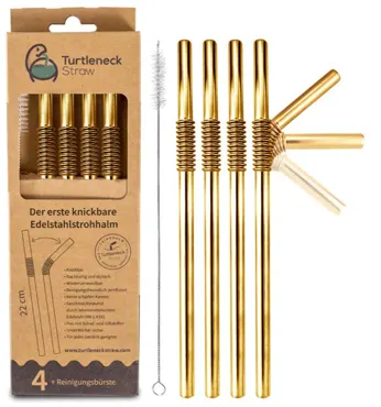 EDELSTAHLTRINKHALM 4ER SET GOLD