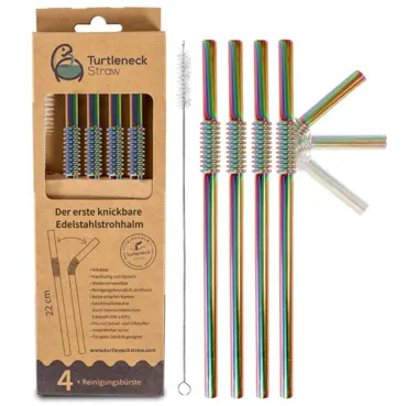 EDELSTAHLTRINKHALM 4ER SET REGENBOGEN