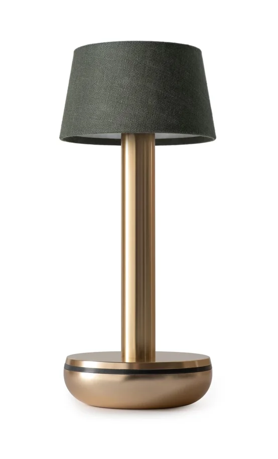 Two Tischlampe Leinen 21.2x8.8cm gold/emerald