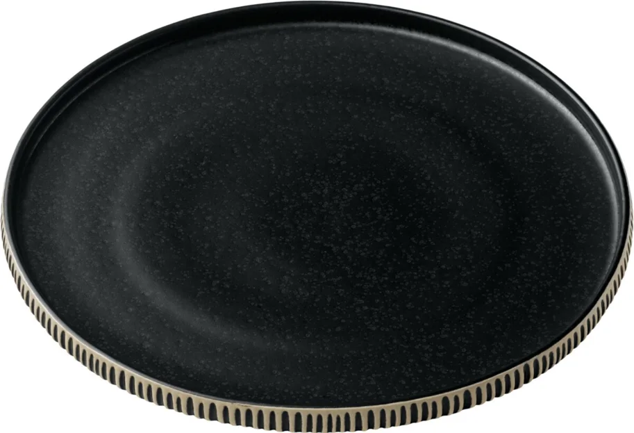 Playground Nara Teller flach Relief schwarz weiss D21cm