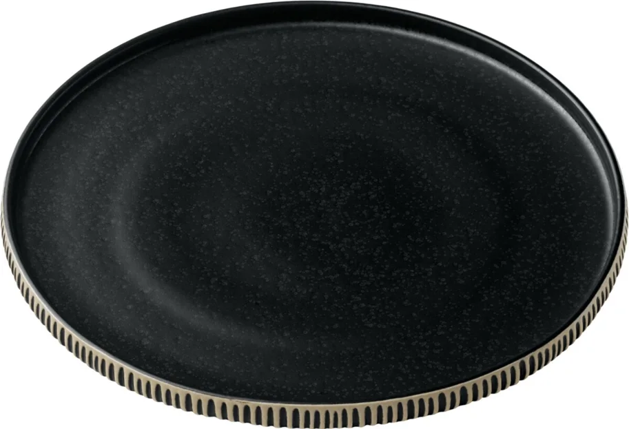 Playground Nara Teller flach Relief schwarz weiss D27cm