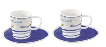 2er Set Bord de Mer Kaffeetasse und Untertasse, 120ml