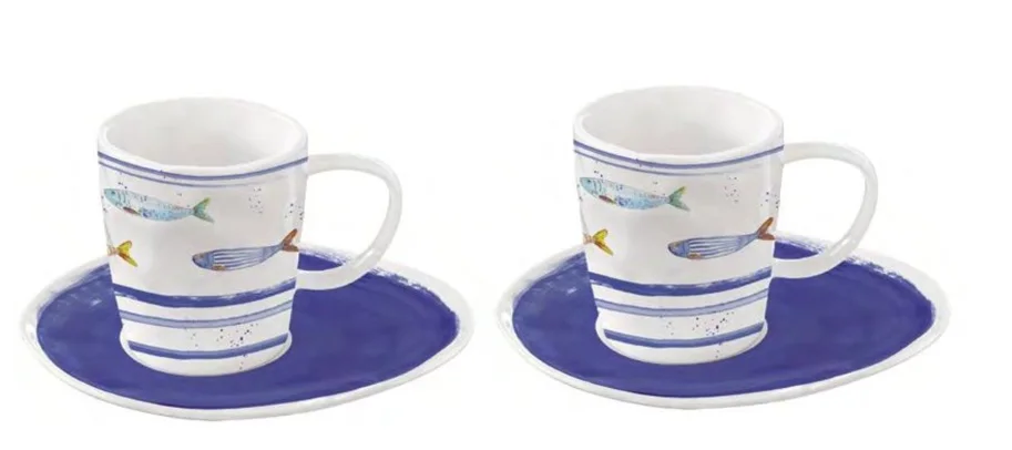 2er Set Bord de Mer Kaffeetasse und Untertasse, 120ml