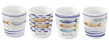 4er Set Bord de Mer, Kaffeetassen ass.,120ml