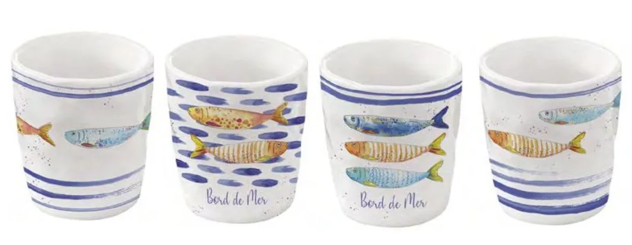 4er Set Bord de Mer, Kaffeetassen ass.,120ml