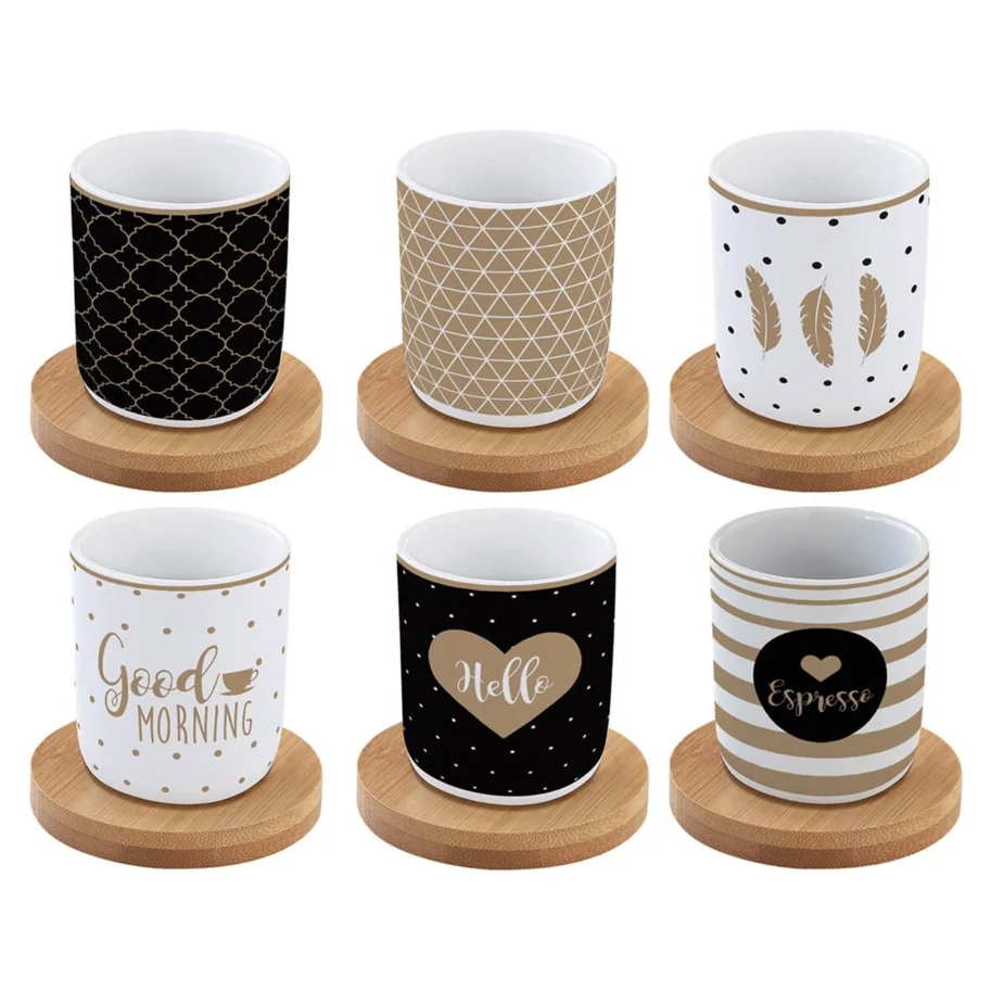 Coffee Mania 6er Espr.-becher m. Untert.Feder,110ml
