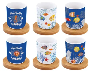 Coffee Mania 6er Espr.-becher m. Unters.Aquarium,110ml