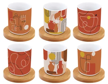 Coffee Mania 6er Espr.-becher m. Unters.Terracotta,110ml