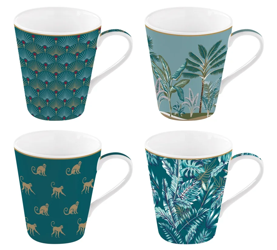 4er Set Coffee Mania Kaffebecher in, Jungle, 300ml