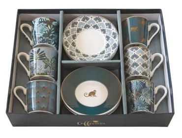 Coffee Mania 6er Espr.-tasse m. Untert. Jungle 100ml