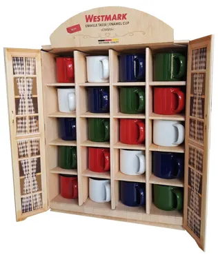 Display 20 Stk. assortiert Mini Emaille Tassen Emma, 90ml