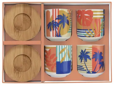 Coffee Mania 4er Kaffeebecher m. Bambus Untert. Baha 110ml