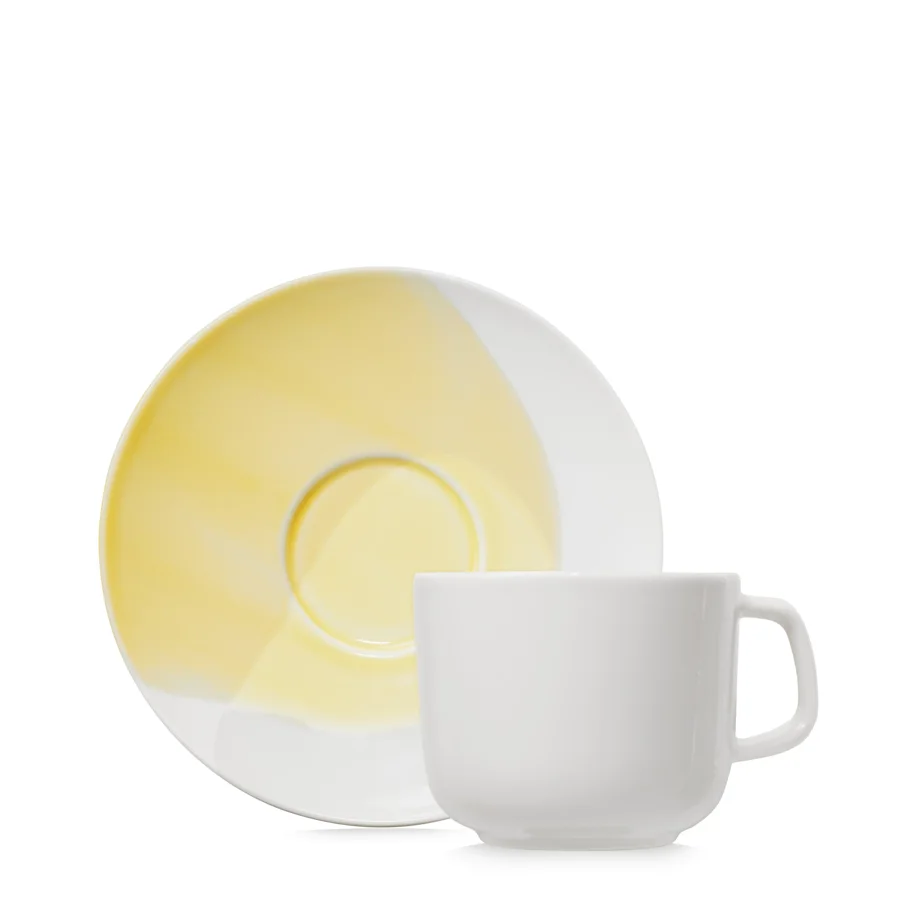 Confluence Teetasse m. Untertasse 20cl safran alab. weiss
