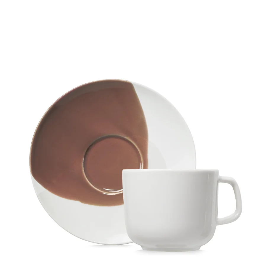 Confluence Teetasse m. Untertasse 20cl cognac alab. weiss