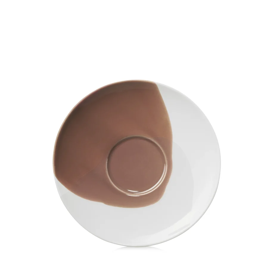 Confluence Tee Untertasse D16cm H2.2cm cognac alab. weiss