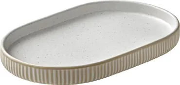 Playground Nara Platte oval Relief weiss 18x11cm H2cm