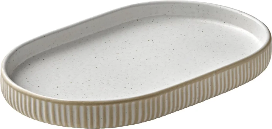 Playground Nara Platte oval Relief weiss 18x11cm H2cm