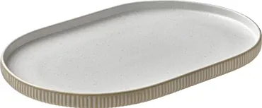 Playground Nara Platte oval Relief weiss 30x20cm H2.4cm