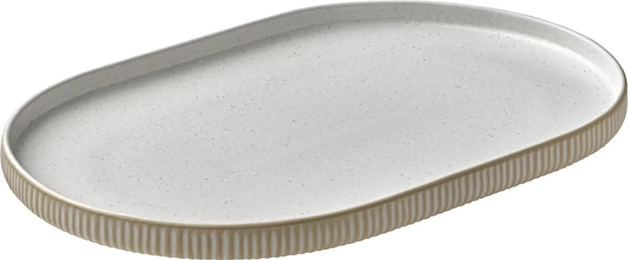 Playground Nara Platte oval Relief weiss 30x20cm H2.4cm