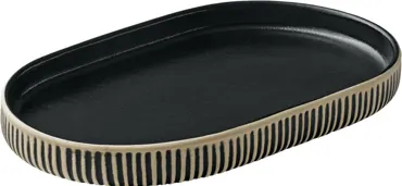 Playground Nara Platte oval Relief schwarz weiss 18x11cm H2c