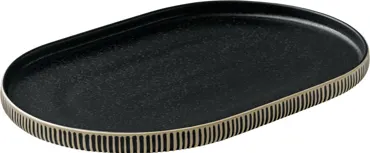 Playground Nara Platte oval Relief schwarz weiss 30x20x2.4cm