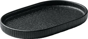 Playground Nara Platte oval Relief schwarz 18cm