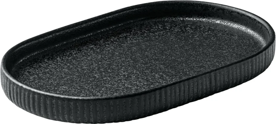 Playground Nara Platte oval Relief schwarz 18cm