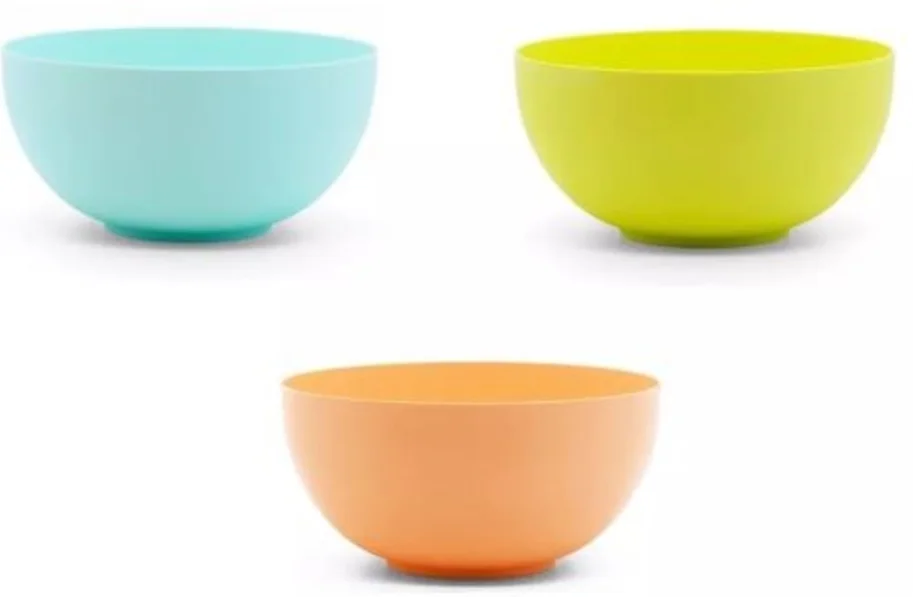 6er Set Schüsseln à 3 Farben D23.5cm 3.9L, grün, blau, peach
