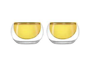 2er Set Glasschalen doppelw. gelb, 180ml