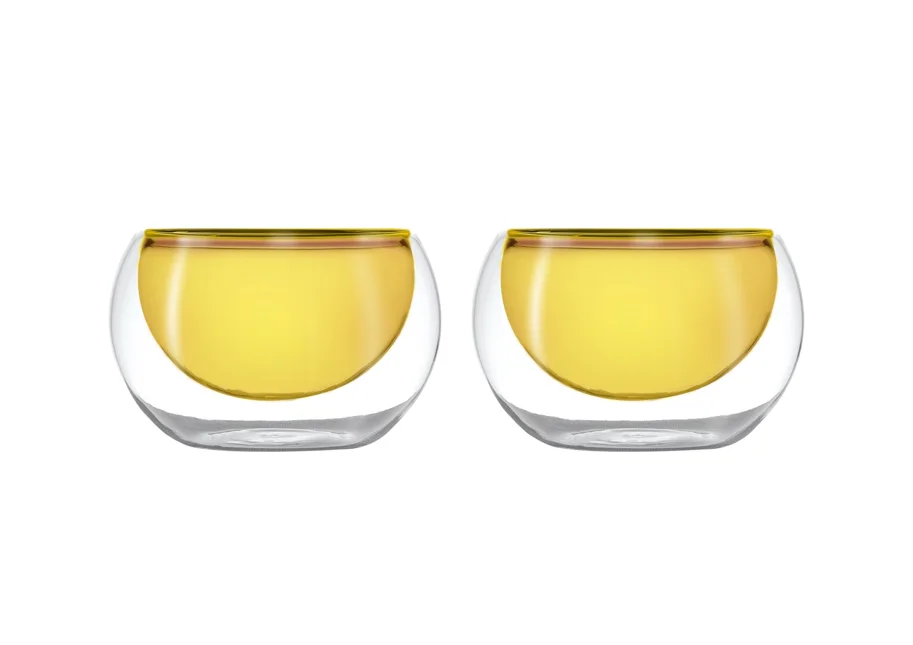 2er Set Glasschalen doppelw. gelb, 180ml
