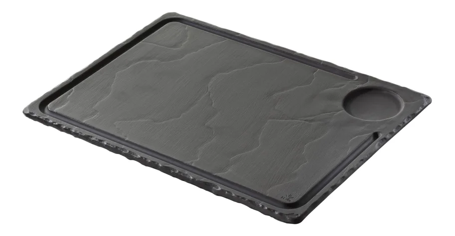 Steakplatte 33x24cm, schiefer-optik