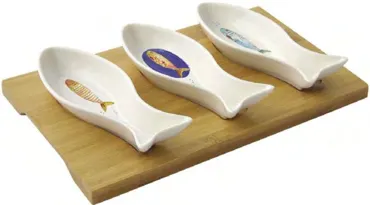 Bord de Mer Aperitiv Set, 4-tlg., Porzellan/Bambus