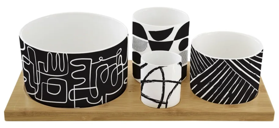 Graffiti Appetizer Set mit 4 Schälchen, 29x13cm