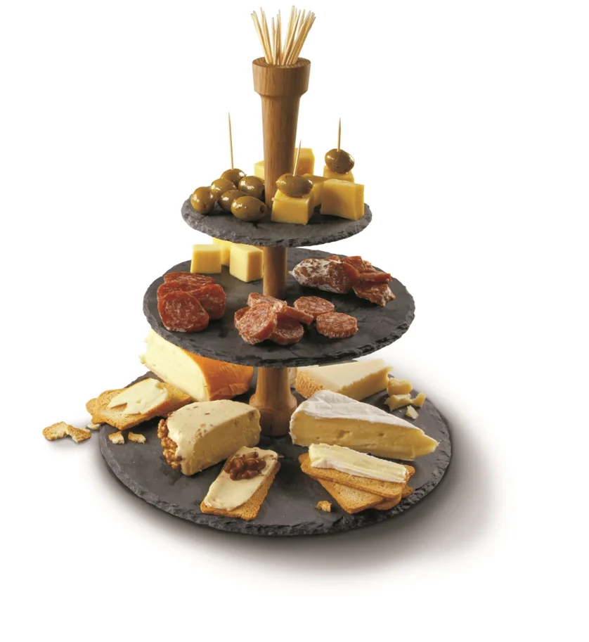 Party Tower schwarz Schiefer und Eiche 300x300x335mm