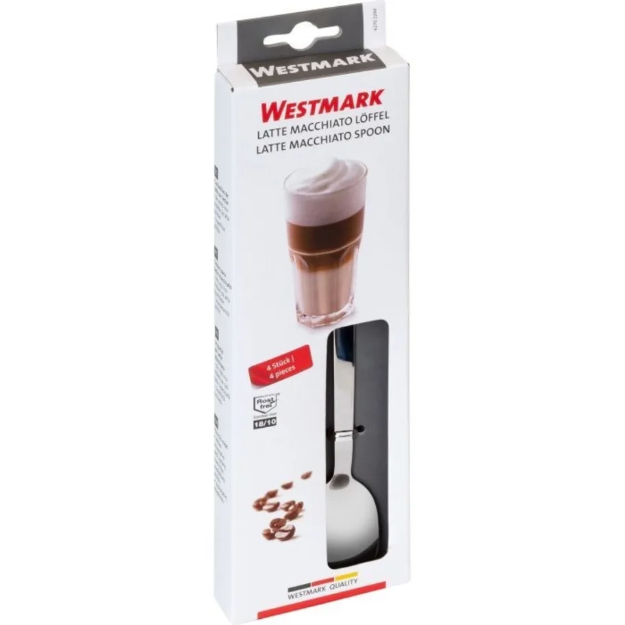 4 Latte Macchiato-Löffel, Edelstahl 18/10