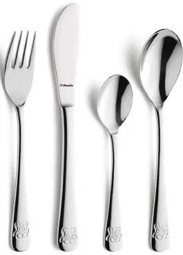 4tlg. Teddy Bear Kinderbesteck poliert