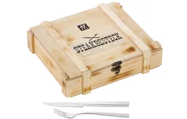12tlg. TWIN Steak Besteckset in Holzbox