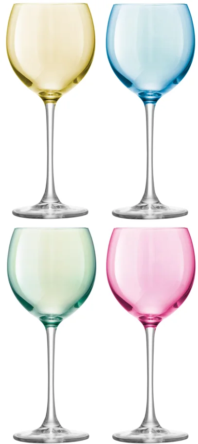 4er Set Polka Weinglas 400ml - pastell assort.