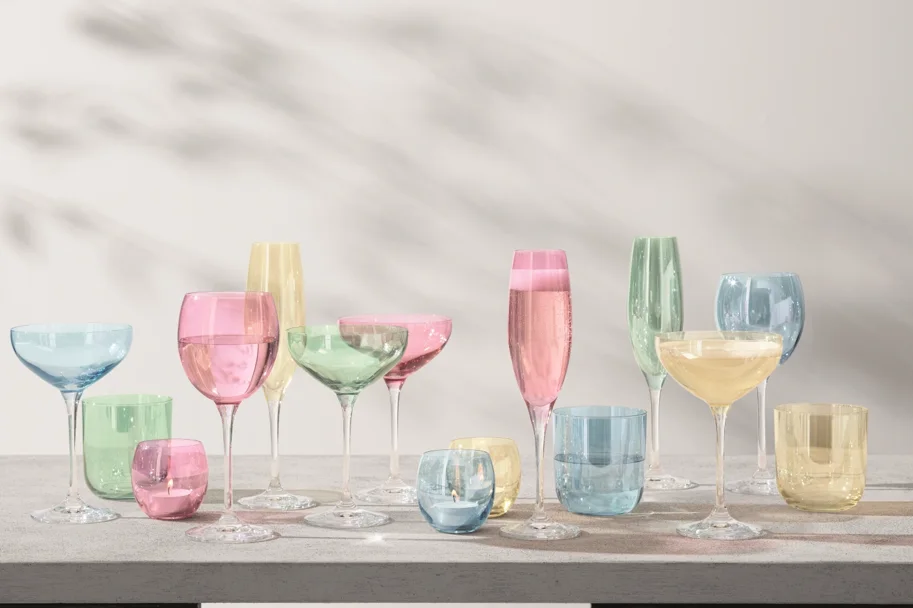 4er Set Polka Weinglas 400ml - pastell assort.