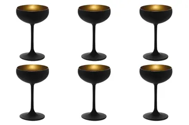 6er Set Elements Sektschale 230ml schwarz/gold