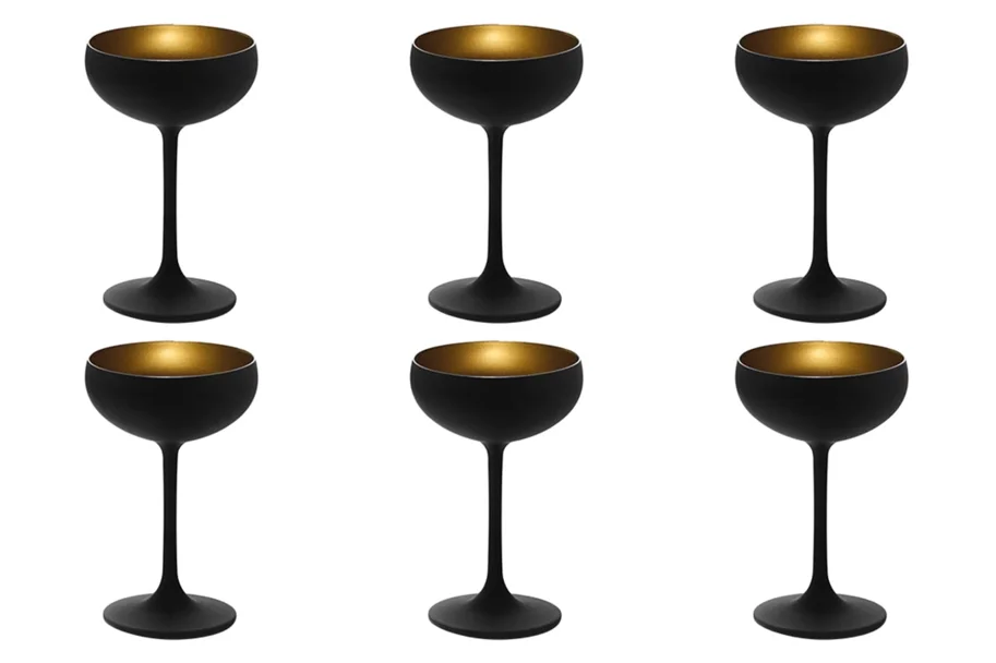6er Set Elements Sektschale 230ml schwarz/gold