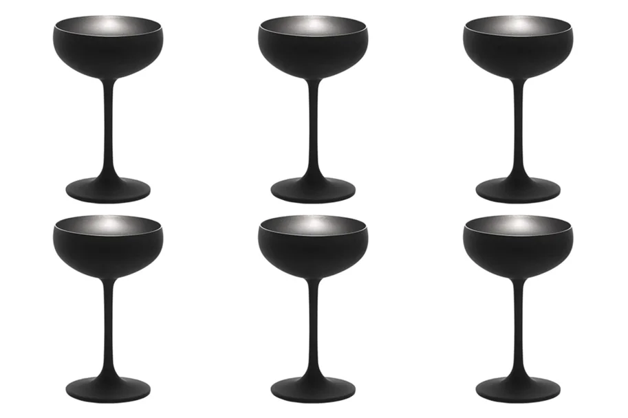 6er Set Elements Sektschale 230ml schwarz/silber