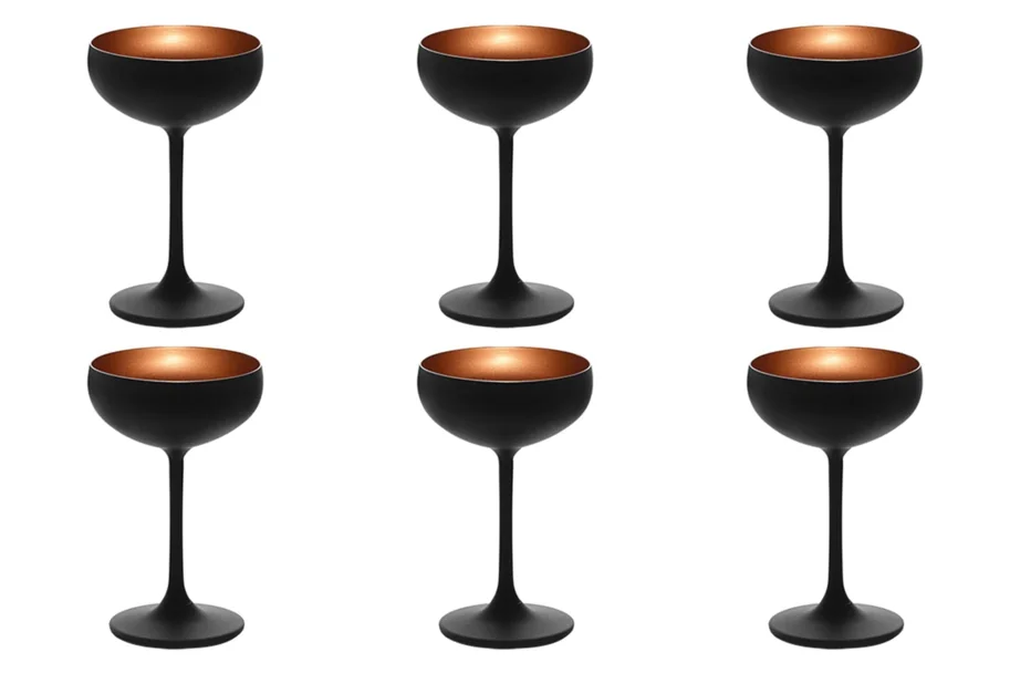 6er Set Elements Sektschale 230ml schwarz/bronze