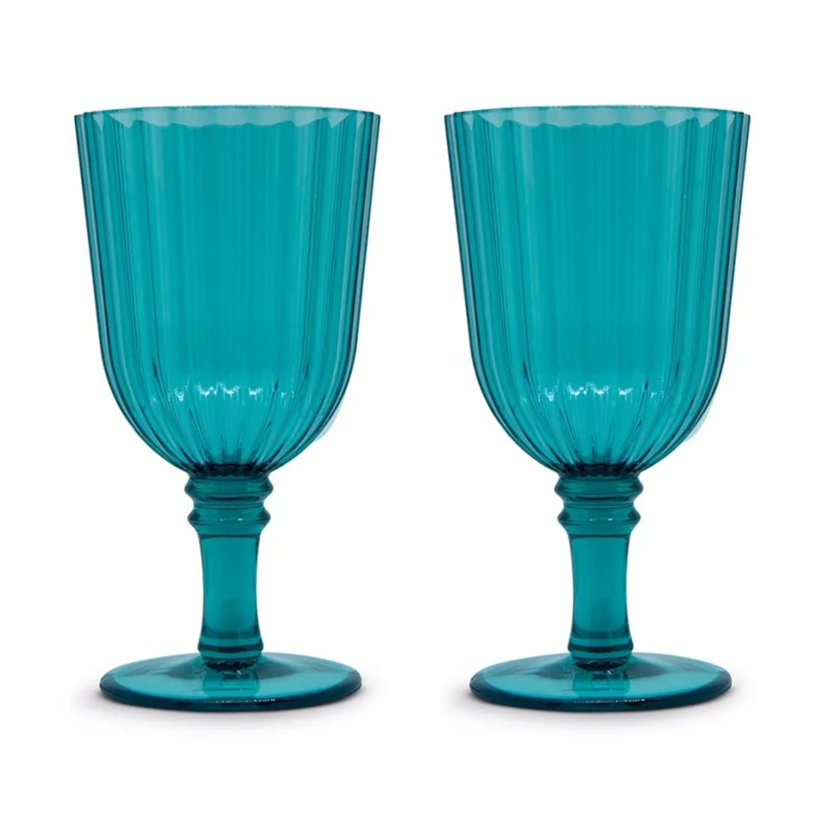 2er Set Gläser aus Acryl 460ml, türkis