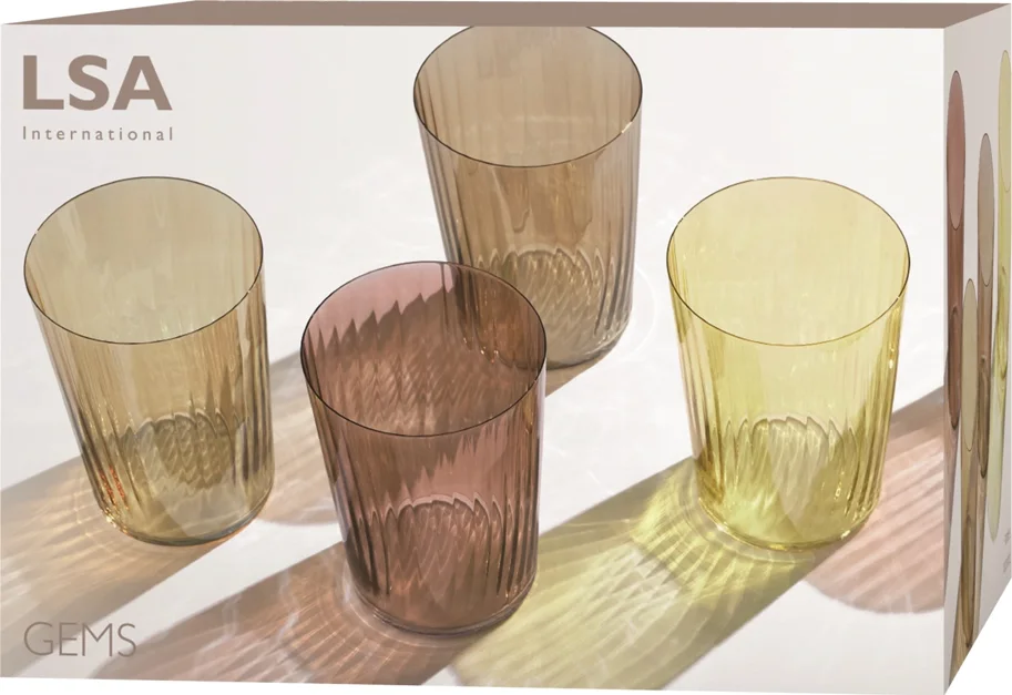 4er Set Gems Longdrinkglas 560ml bernstein assort.