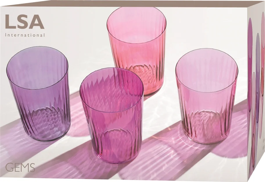 4er Set Gems Longdrinkglas 560ml granat assort.
