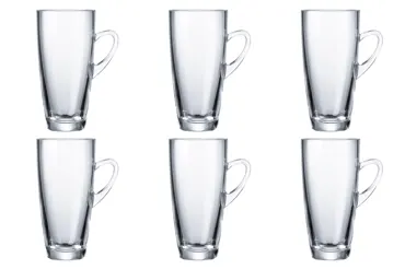 6er Set Kenia Glas Henkelbecher hoch 32cl