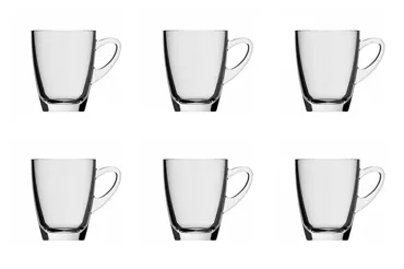 6er Set Kenia Glas Henkelbecher breit 31cl