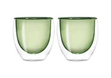 2er Set Espressogläser doppelw. grün, 80ml