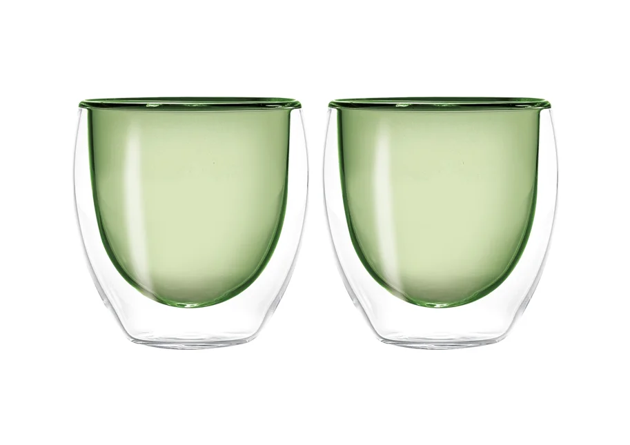 2er Set Espressogläser doppelw. grün, 80ml
